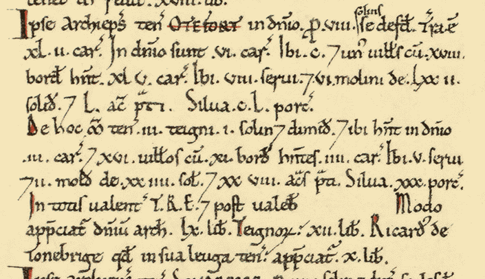 Otford record in the Domesday book. Credit: Professor John Palmer, George Slater and opendomesday.org