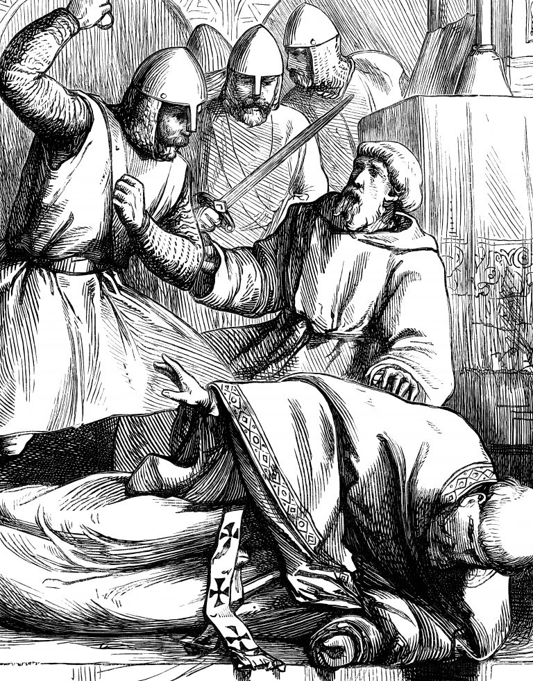 Illustration of the murder of Thomas Becket (1860s)