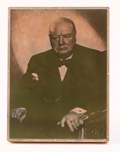 Portrait of Winston Churchill on a photographic printing plate, © Kent County Council Sevenoaks Museum