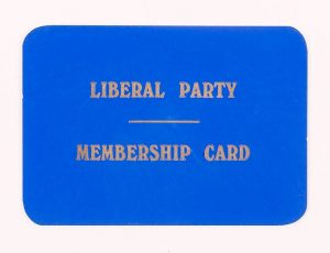 Sevenoaks Liberal Party membership card, © Kent County Council Sevenoaks Museum