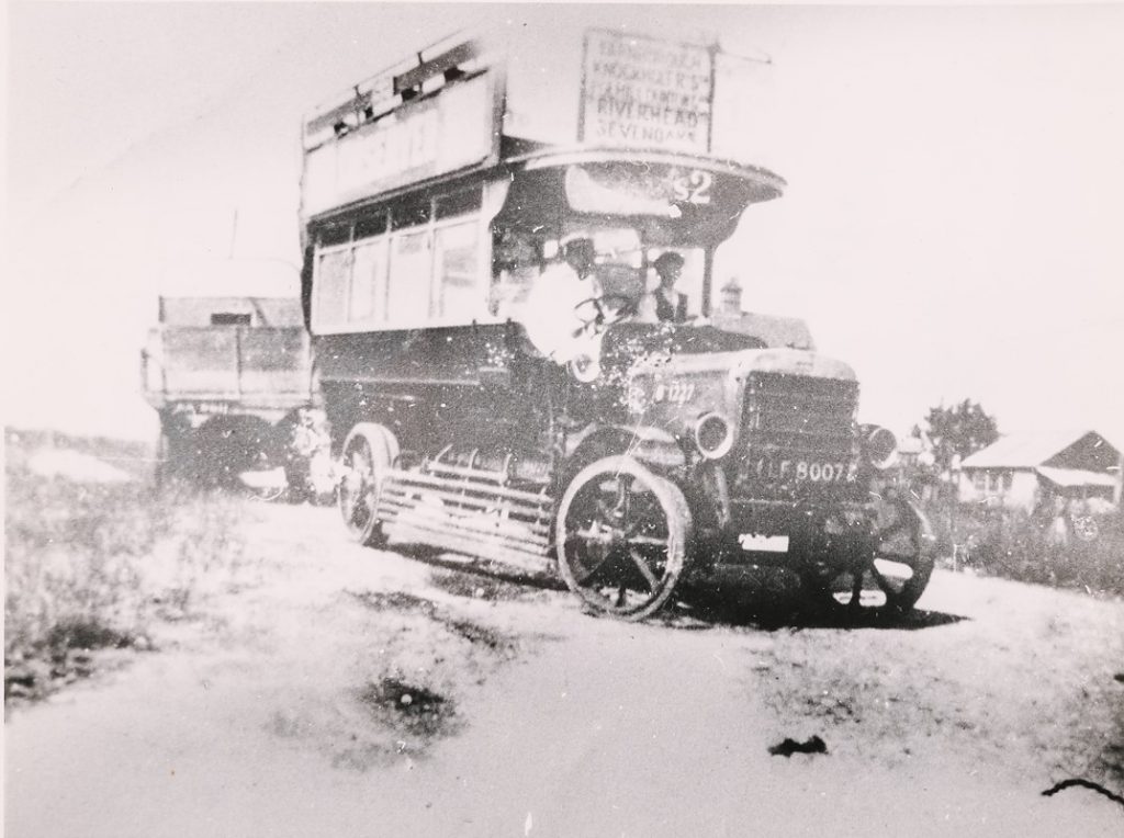 Early motor bus used on Sevenoaks route (pre-1920s), © Kent County Council Sevenoaks Library