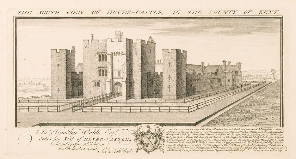 Engraving of Hever Castle (1700s), © Kent County Council Sevenoaks Museum