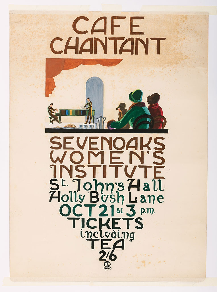 Hand painted poster for Sevenoaks WI event (1930) by Felix Tomlin, © Kent County Council Sevenoaks Museum