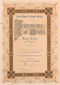 Kent Band of Hope Union certificate (1934), © Kent County Council Sevenoaks Museum