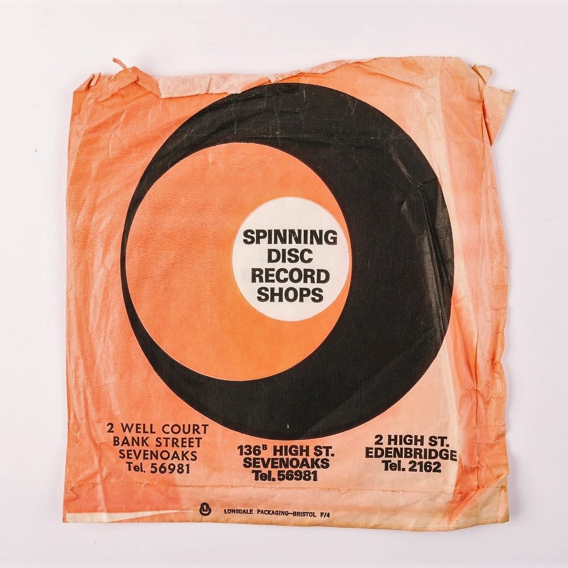 Paper bag from the Spinning Disc record shop