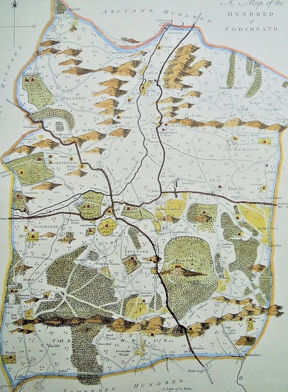 18th century map of Sevenoaks