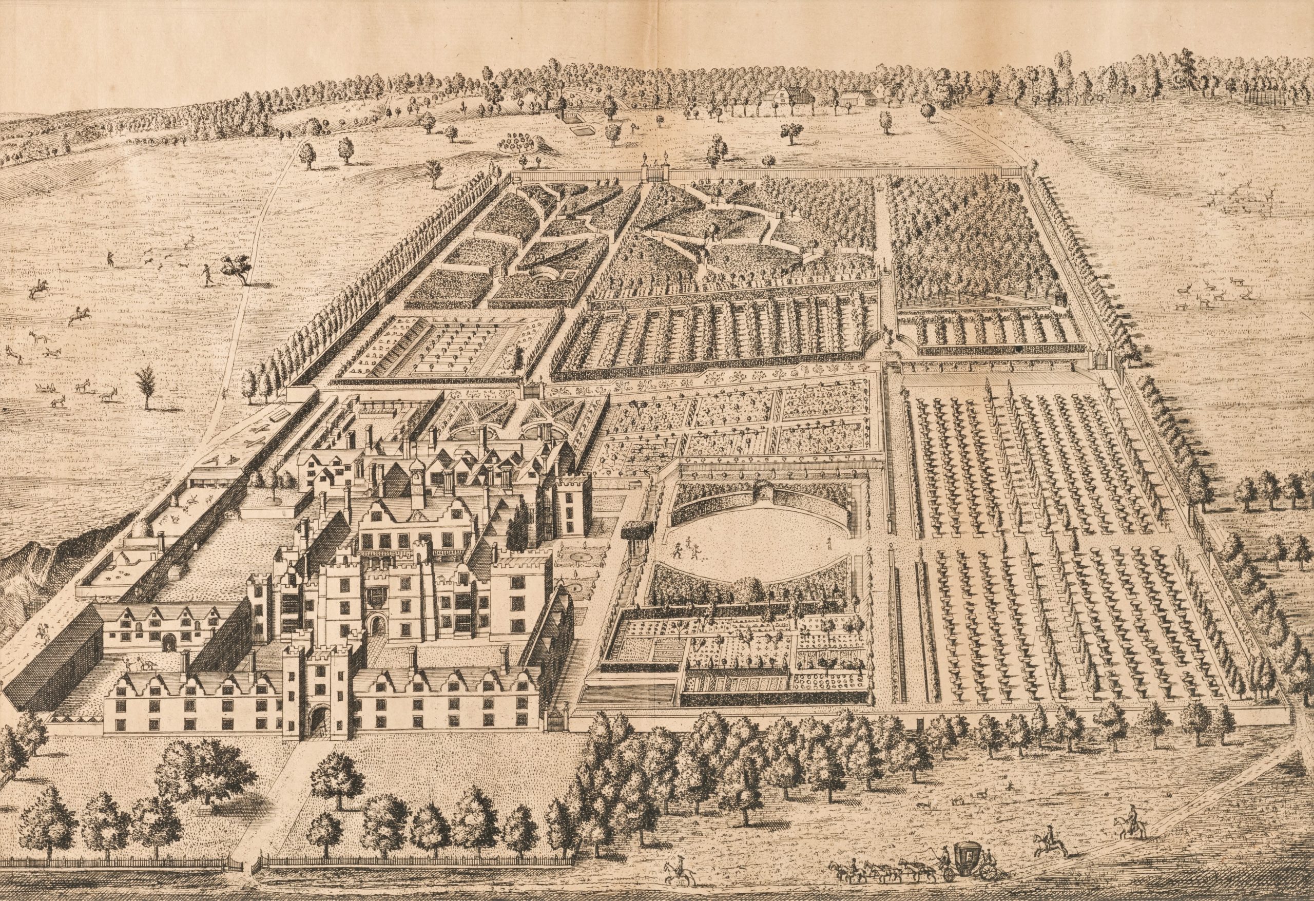 Engraving of Knole estate bird's eye view