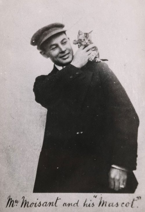 Moisant with his kitten mascot