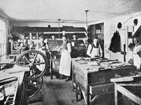 Salmon printers composing room (1899)