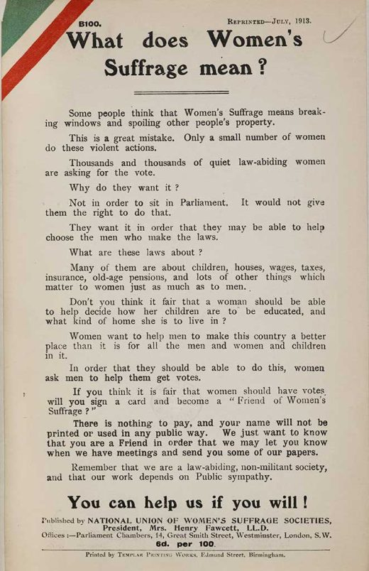 National Union of Women's Suffrage pamphlet