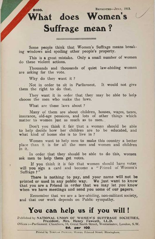 National Union of Women's Suffrage pamphlet